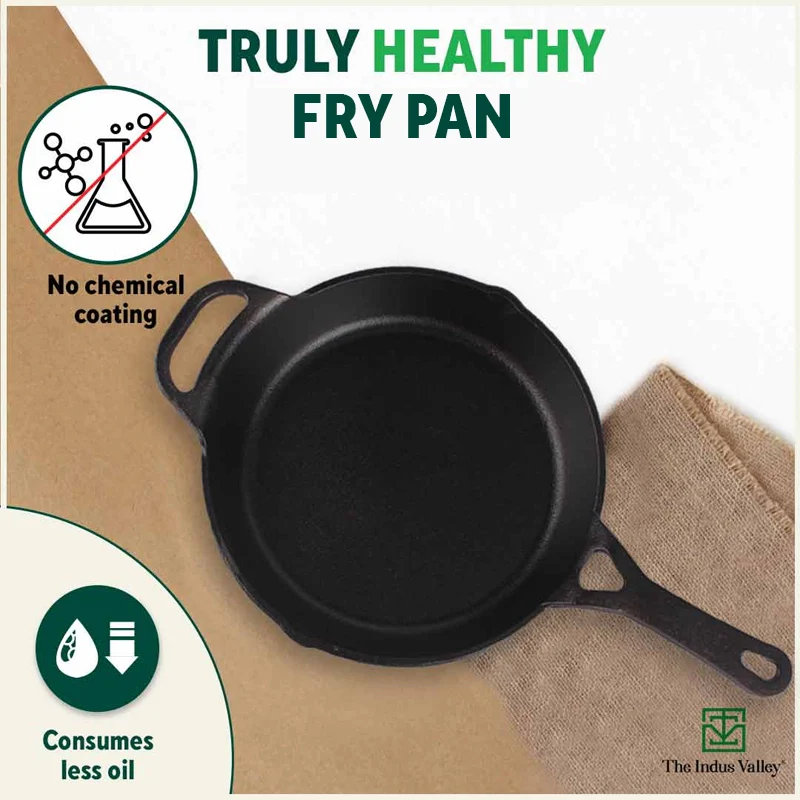 CASTrong Cast Iron Fry Pan/Skillet 26.2cm, Pre-seasoned, Nonstick, 100% Pure, Toxin-free, Induction 1.8L, 2.3kg - Image 4