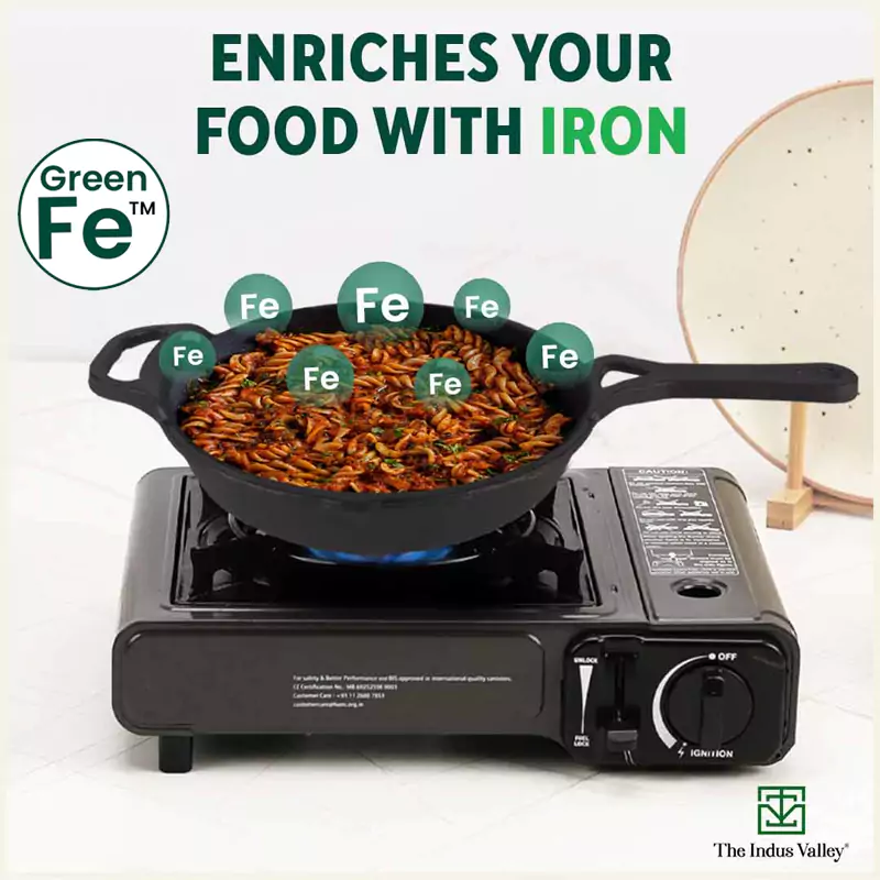 CASTrong Cast Iron Fry Pan/Skillet 26.2cm, Pre-seasoned, Nonstick, 100% Pure, Toxin-free, Induction 1.8L, 2.3kg - Image 6