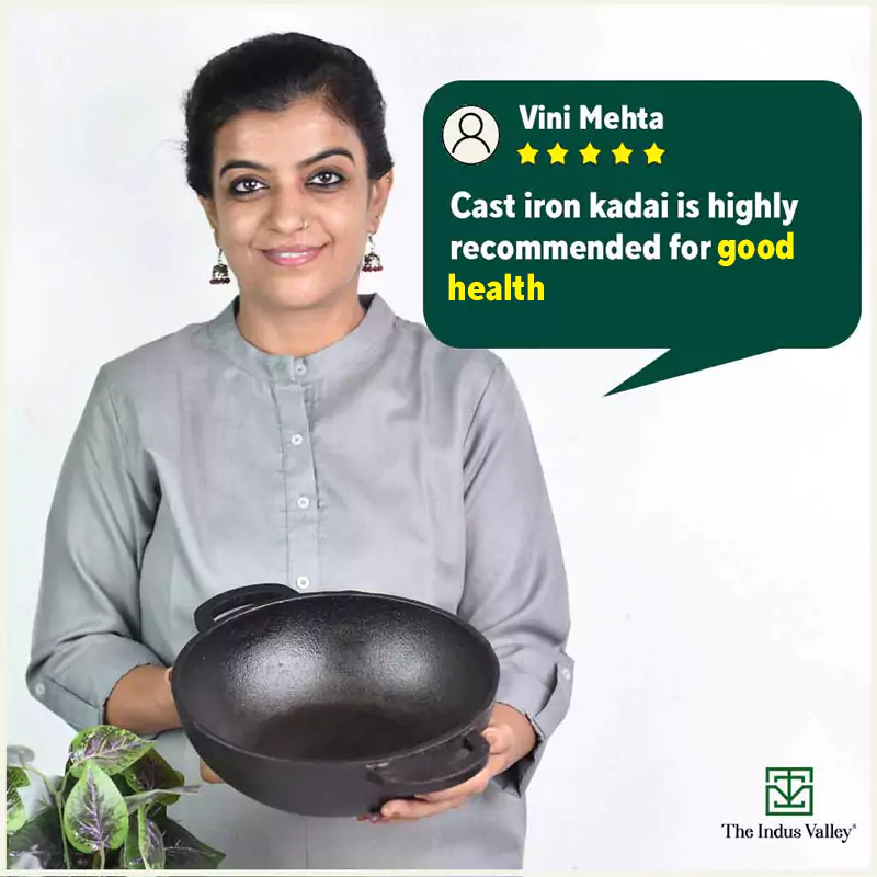 CASTrong Cast Iron Kadai 25.4 cm 2.3L, Pre-seasoned, Naturally Nonstick, 100% Pure, Toxin-free, Induction, Free 110 Spatula - Image 12