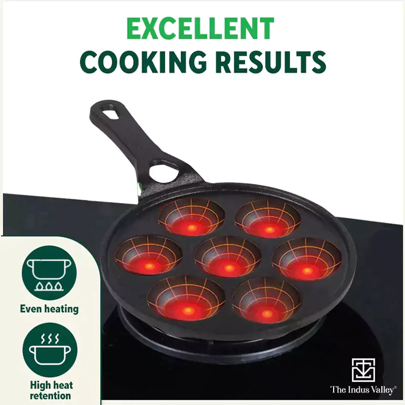 7 Pit CASTrong Cast Iron Paniyaram/Appe Pan 21cm Pre-seasoned, Nonstick, 100% Pure, Toxin-free - Image 6
