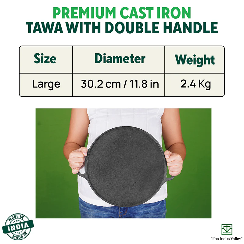 CASTrong Cast Iron Roti/Dosa Tawa 30.2cm, Pre-seasoned, Naturally Nonstick, 100% Pure, Toxin-free, Gas & Induction, Free  110 Spatula - Image 3