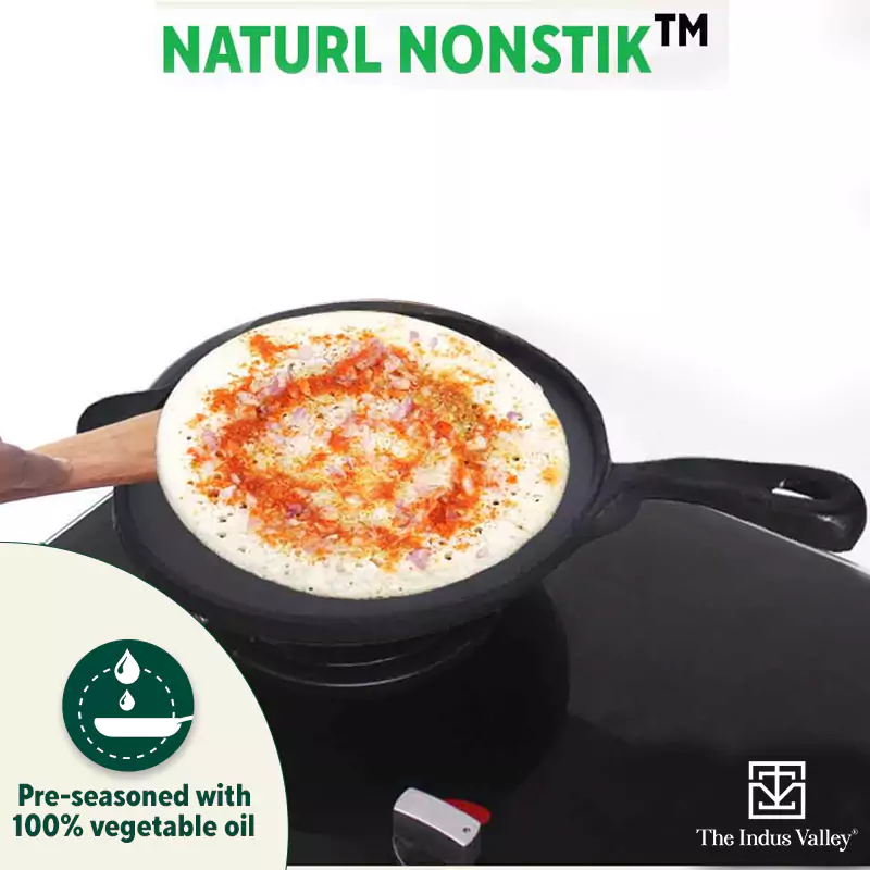 Super Smooth Cast Iron Set: (2.5L)Kadai+ Tawa+ (1.7L)Frypan, Kitchen set for Home, Naturally Nonstick, 100% Pure, Toxin-free, Free 400 Tadka Pan - Image 8