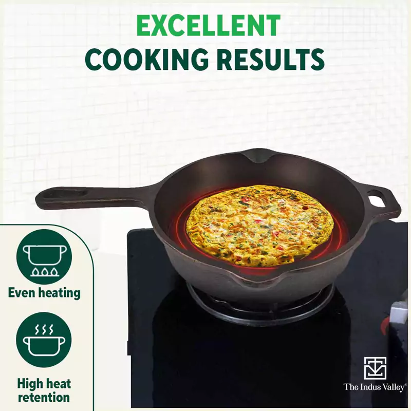 Super Smooth Cast Iron Frypan 1.7L+ Free  110 Spatula, Pre-seasoned, Naturally Nonstick, 100% Pure,Toxin-free 25.4cm - Image 6