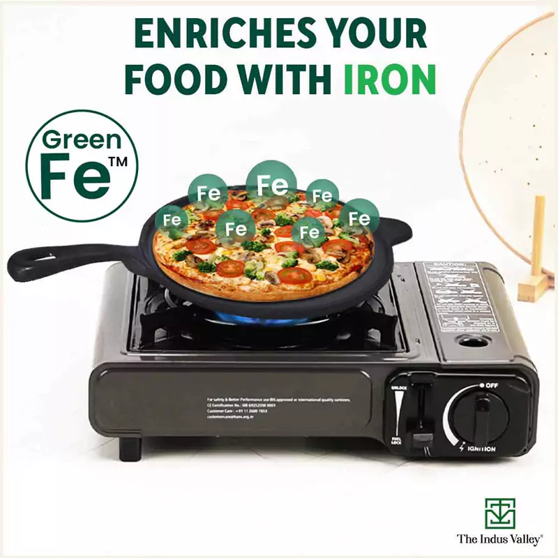 Super Smooth Cast Iron Tawa 25.4cm, Long Handle,Pre-seasoned, Naturally Nonstick, 100% Pure, Toxin-free, Induction, Free 110 Spatula - Image 5